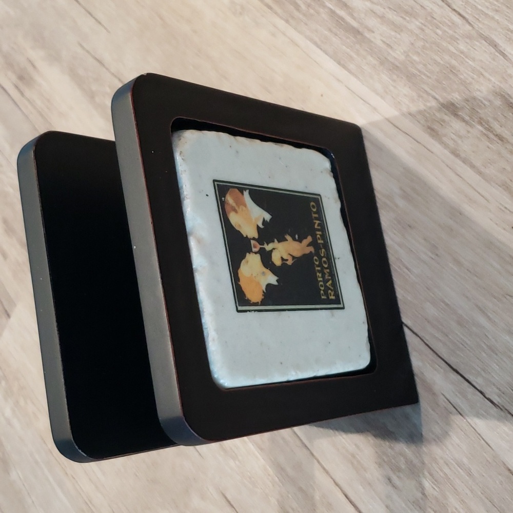 Vintage Wood and Tile napkin or letter holder.